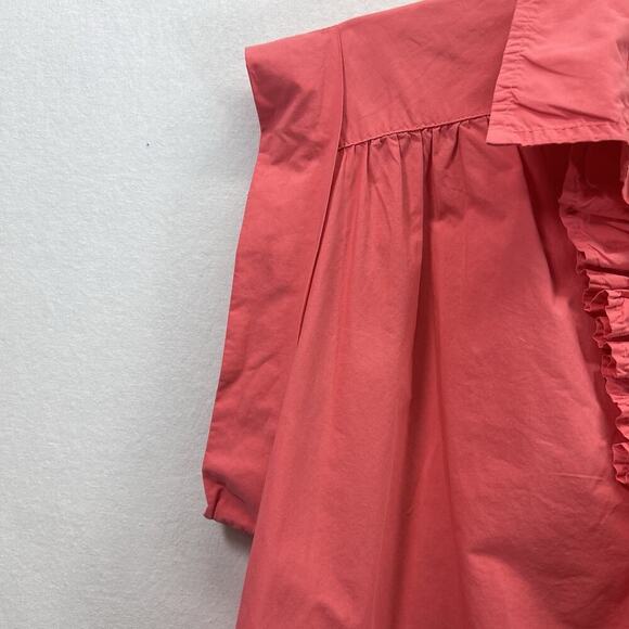 STARK X Women's Dress M Pink Ruffle Collar Knee Length Cotton Cap SleeveCoastal - Picture 4 of 13